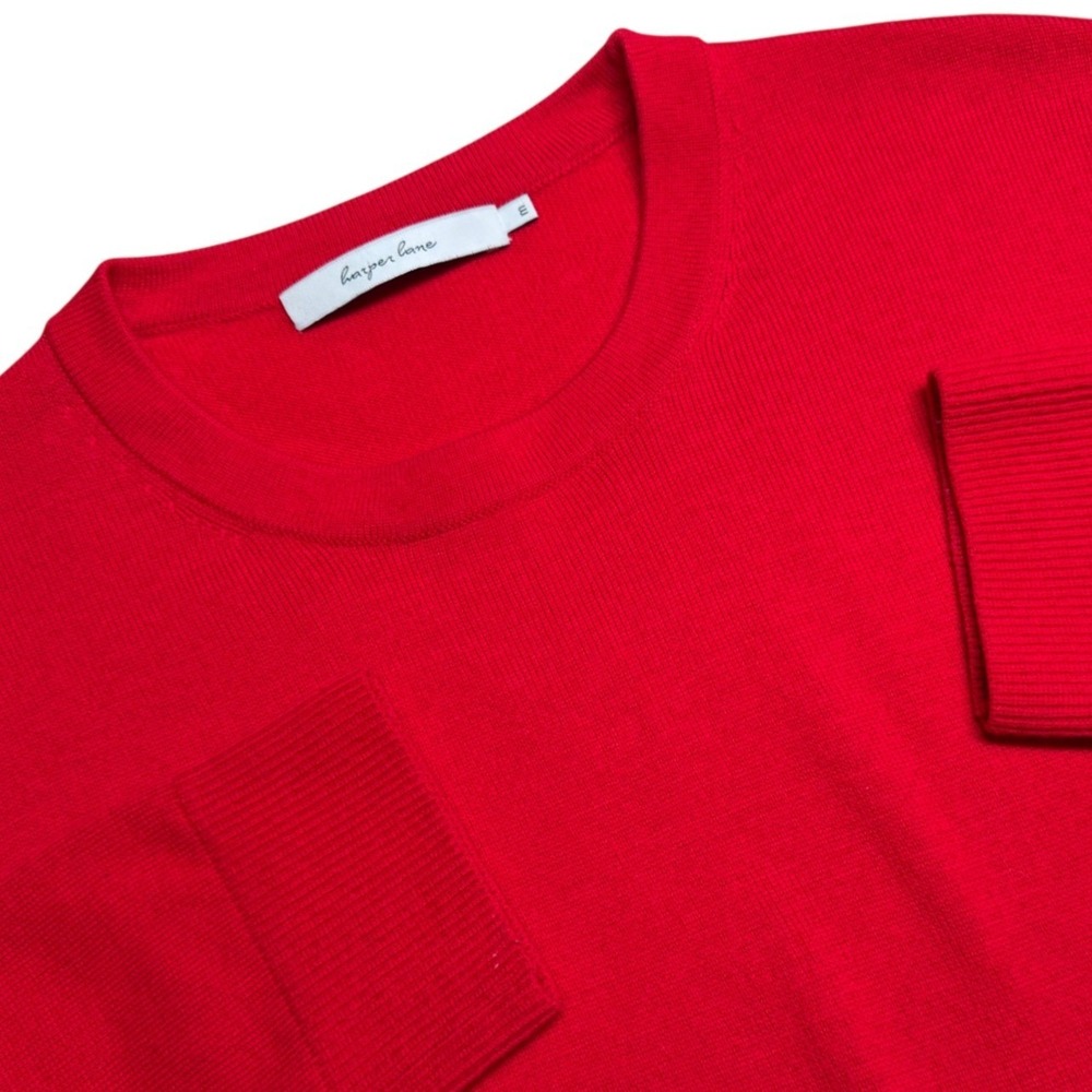 Harper Lane Merino Wool Sweater M Red‎ Holiday Natural Quiet Luxury Preppy